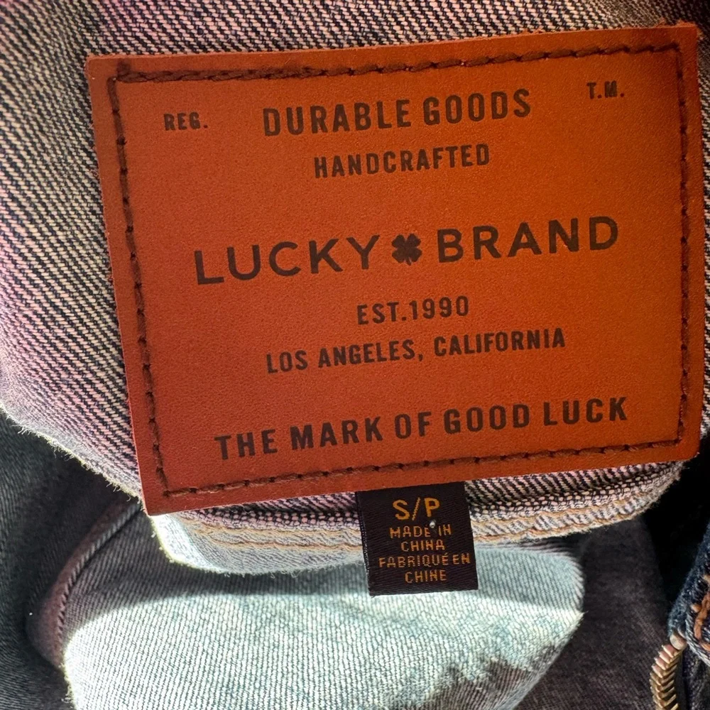 Lucky Brand Patchwork Tommy Trucker Denim Jacket Jean Jacket Zip Front Blue S